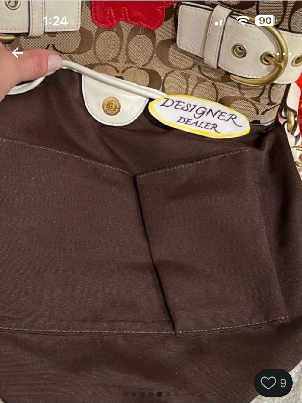 Coach Signature Canvas Shoulder Bag with Red Floral Applique limited edition - Picture 10 of 12